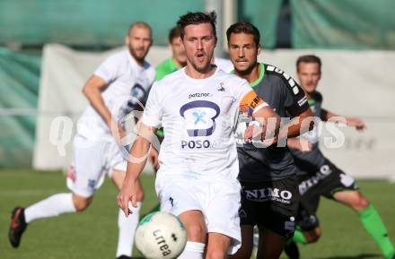 Fussball Kaerntner Liga. SAK gegen Feldkirchen. Darjan Aleksic,  (SAK), Sebastian Hertelt (Feldkirchen). Welzenegg, am 11.8.2017.
Foto: Kuess
---
pressefotos, pressefotografie, kuess, qs, qspictures, sport, bild, bilder, bilddatenbank