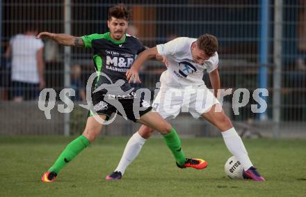 Fussball Kaerntner Liga. SAK gegen Feldkirchen. Davor Tadijanovic, (SAK), Raphael Regenfelder  (Feldkirchen). Welzenegg, am 11.8.2017.
Foto: Kuess
---
pressefotos, pressefotografie, kuess, qs, qspictures, sport, bild, bilder, bilddatenbank