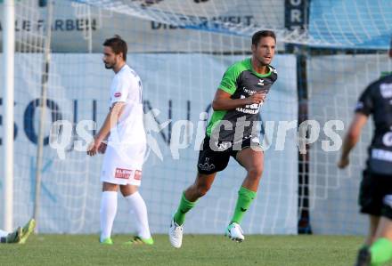 Fussball Kaerntner Liga. SAK gegen Feldkirchen.  Torjubel Sebastian Hertelt (Feldkirchen). Welzenegg, am 11.8.2017.
Foto: Kuess
---
pressefotos, pressefotografie, kuess, qs, qspictures, sport, bild, bilder, bilddatenbank