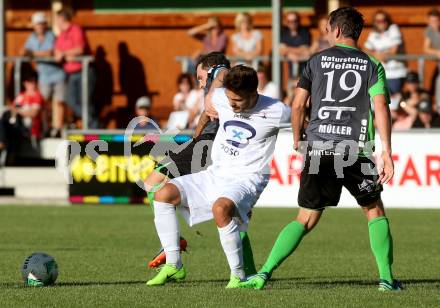 Fussball Kaerntner Liga. SAK gegen Feldkirchen. Amer Krcic (SAK), Mario Antunovic, Marco Mueller (Feldkirchen). Welzenegg, am 11.8.2017.
Foto: Kuess
---
pressefotos, pressefotografie, kuess, qs, qspictures, sport, bild, bilder, bilddatenbank