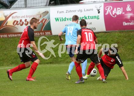 Fussball. Unterliga Ost. Eberstein gegen Rueckersdorf. Aleksandar Radonjic (Eberstein), Jure Brecko, Patrick Skofler, Thorsten Wintschnig (Rueckersdorf). Eberstein, 19.8.2017.
Foto: Kuess
---
pressefotos, pressefotografie, kuess, qs, qspictures, sport, bild, bilder, bilddatenbank