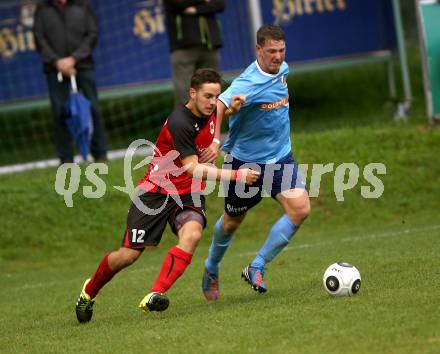 Fussball. Unterliga Ost. Eberstein gegen Rueckersdorf. Harald Stark (Eberstein),  Paul Armin Uster (Rueckersdorf). Eberstein, 19.8.2017.
Foto: Kuess
---
pressefotos, pressefotografie, kuess, qs, qspictures, sport, bild, bilder, bilddatenbank