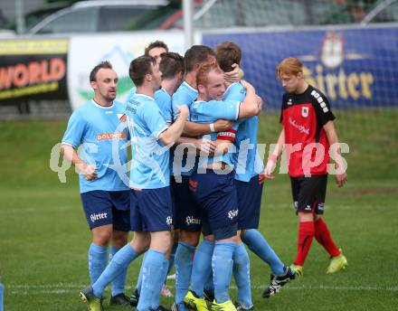 Fussball. Unterliga Ost. Eberstein gegen Rueckersdorf. Torjubel Manuel Rabitsch, Franz Pusar (Eberstein). Eberstein, 19.8.2017.
Foto: Kuess
---
pressefotos, pressefotografie, kuess, qs, qspictures, sport, bild, bilder, bilddatenbank