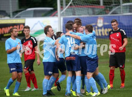 Fussball. Unterliga Ost. Eberstein gegen Rueckersdorf. Torjubel Manuel Rabitsch, Franz Pusar (Eberstein). Eberstein, 19.8.2017.
Foto: Kuess
---
pressefotos, pressefotografie, kuess, qs, qspictures, sport, bild, bilder, bilddatenbank