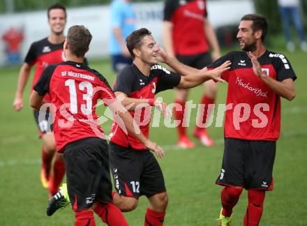 Fussball. Unterliga Ost. Eberstein gegen Rueckersdorf. Torjubel Paul Armin Uster, Gerfried Duller (Rueckersdorf). Eberstein, 19.8.2017.
Foto: Kuess
---
pressefotos, pressefotografie, kuess, qs, qspictures, sport, bild, bilder, bilddatenbank