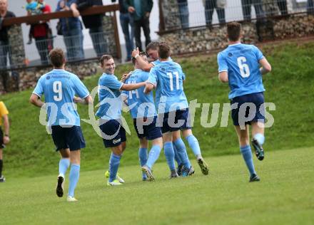 Fussball. Unterliga Ost. Eberstein gegen Rueckersdorf. Torjubel Aleksandar Radonjic (Eberstein). Eberstein, 19.8.2017.
Foto: Kuess
---
pressefotos, pressefotografie, kuess, qs, qspictures, sport, bild, bilder, bilddatenbank