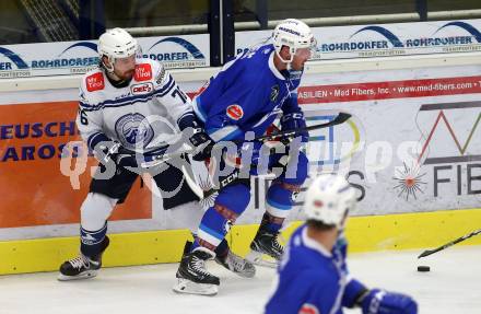 EBEL. Eishockey Bundesliga. Testspiel. VSV gegen SC Riessersee. David Shields,  (VSV), Valentin Gschmeissner (Riessersee). Villach, am 25.8.2017.
Foto: Kuess
---
pressefotos, pressefotografie, kuess, qs, qspictures, sport, bild, bilder, bilddatenbank