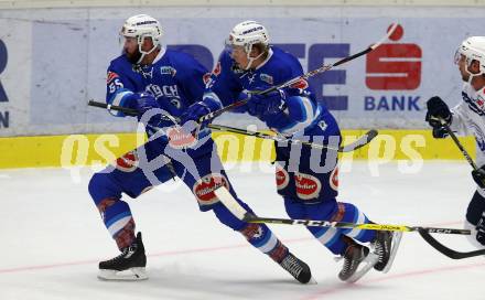 EBEL. Eishockey Bundesliga. Testspiel. VSV gegen SC Riessersee. Andrew Sarauer, Valentin Leiler (VSV). Villach, am 25.8.2017.
Foto: Kuess
---
pressefotos, pressefotografie, kuess, qs, qspictures, sport, bild, bilder, bilddatenbank