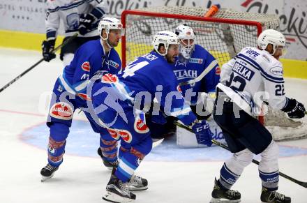 EBEL. Eishockey Bundesliga. Testspiel. VSV gegen SC Riessersee. Ryan Glenn, Kyle Beach, David Kickert (VSV), Lubor Dibelka (Riessersee). Villach, am 25.8.2017.
Foto: Kuess
---
pressefotos, pressefotografie, kuess, qs, qspictures, sport, bild, bilder, bilddatenbank