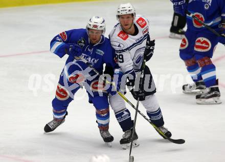 EBEL. Eishockey Bundesliga. Testspiel. VSV gegen SC Riessersee. Nico Brunner,  (VSV), Michael Rimbeck (Riessersee). Villach, am 25.8.2017.
Foto: Kuess
---
pressefotos, pressefotografie, kuess, qs, qspictures, sport, bild, bilder, bilddatenbank