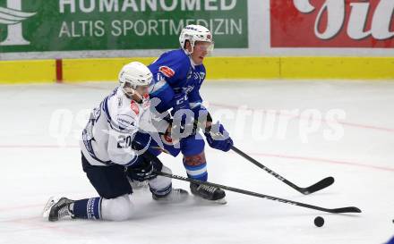 EBEL. Eishockey Bundesliga. Testspiel. VSV gegen SC Riessersee. Rob Flick, (VSV), Christian Hummer  (Riessersee). Villach, am 25.8.2017.
Foto: Kuess
---
pressefotos, pressefotografie, kuess, qs, qspictures, sport, bild, bilder, bilddatenbank