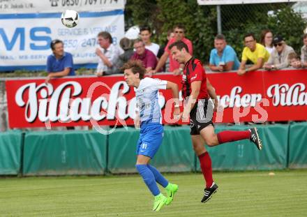 Fussball Kaerntner Liga. St. Jakob im Rosental gegen Kraig. Thomas Pirker,  (St. Jakob), Michael Salbrechter (Kraig). St. Jakob, am 12.8.2017.
Foto: Kuess
---
pressefotos, pressefotografie, kuess, qs, qspictures, sport, bild, bilder, bilddatenbank