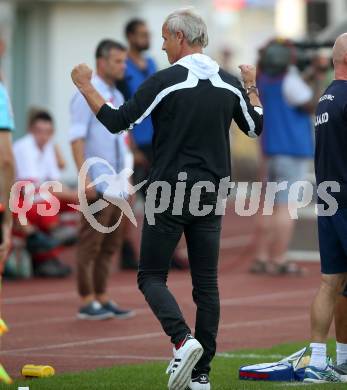 Fussball Tipico Bundesliga. RZ Pellets WAC gegen SKN St. Poelten. Jubel Trainer Heimo Pfeifenberger (WAC). Wolfsberg, am  26.8.2017.
Foto: Kuess

---
pressefotos, pressefotografie, kuess, qs, qspictures, sport, bild, bilder, bilddatenbank