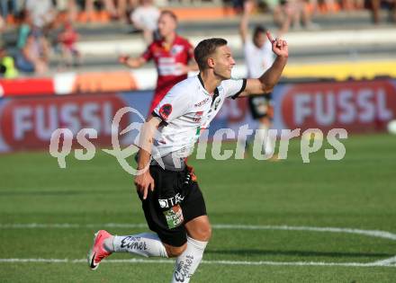 Fussball Tipico Bundesliga. RZ Pellets WAC gegen SKN St. Poelten. Torjubel Bernd Gschweidl (WAC). Wolfsberg, am  26.8.2017.
Foto: Kuess

---
pressefotos, pressefotografie, kuess, qs, qspictures, sport, bild, bilder, bilddatenbank