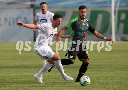 Fussball Kaerntner Liga. SAK gegen Voelkermarkt. Darjan Aleksic,  (SAK), Yosifov Svetlozar Angelov (Voelkermarkt). Klagenfurt, 25.8.2017.
Foto: Kuess
---
pressefotos, pressefotografie, kuess, qs, qspictures, sport, bild, bilder, bilddatenbank