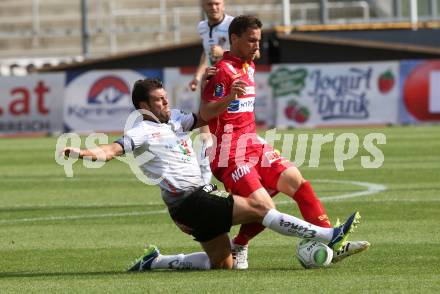 Fussball Tipico Bundesliga. RZ Pellets WAC gegen SKN St. Poelten. Nemanja Rnic, (WAC), Michael Ambichl (St. Poelten). Wolfsberg, am  26.8.2017.
Foto: Kuess

---
pressefotos, pressefotografie, kuess, qs, qspictures, sport, bild, bilder, bilddatenbank