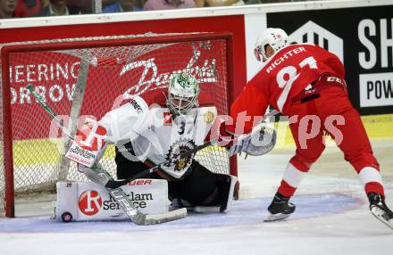 Eishockey CHL. Champions Hockey League. KAC gegen Froelunda. Marco Richter, (KAC), Johan Gustafsson  (Froelunda). Klagenfurt, am 31.8.2017.
Foto: Kuess

---
pressefotos, pressefotografie, kuess, qs, qspictures, sport, bild, bilder, bilddatenbank