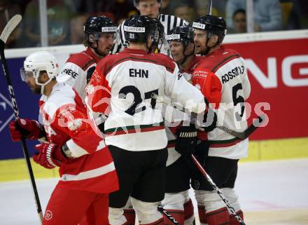 Eishockey CHL. Champions Hockey League. KAC gegen Froelunda. Torjubel  (Froelunda). Klagenfurt, am 31.8.2017.
Foto: Kuess

---
pressefotos, pressefotografie, kuess, qs, qspictures, sport, bild, bilder, bilddatenbank