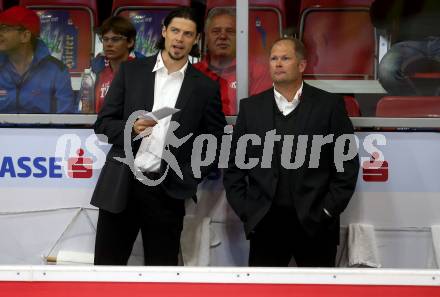 Eishockey CHL. Champions Hockey League. KAC gegen Froelunda. Co Trainer Christoph Brandner, Trainer Steven Walker  (KAC), (Froelunda). Klagenfurt, am 31.8.2017.
Foto: Kuess

---
pressefotos, pressefotografie, kuess, qs, qspictures, sport, bild, bilder, bilddatenbank