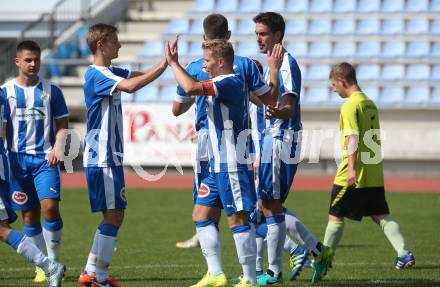 Fussball. 2. KLasse C. VSV gegen Draschitz. Torjubel Alexander Lessnigg (VSV). Villach, am 27.8.2017.
Foto: Kuess
---
pressefotos, pressefotografie, kuess, qs, qspictures, sport, bild, bilder, bilddatenbank