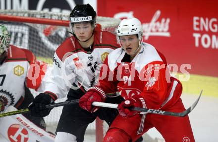 Eishockey CHL. Champions Hockey League. KAC gegen Froelunda. Marco Richter, (KAC), Filip Westerlund (Froelunda). Klagenfurt, am 31.8.2017.
Foto: Kuess

---
pressefotos, pressefotografie, kuess, qs, qspictures, sport, bild, bilder, bilddatenbank