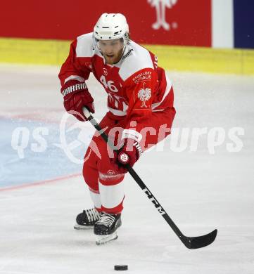 Eishockey CHL. Champions Hockey League. KAC gegen Froelunda. Johannes Bischofberger (KAC). Klagenfurt, am 31.8.2017.
Foto: Kuess

---
pressefotos, pressefotografie, kuess, qs, qspictures, sport, bild, bilder, bilddatenbank