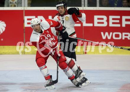 Eishockey CHL. Champions Hockey League. KAC gegen Froelunda. Richard Regier, (KAC), Patrik Westerholm (Froelunda). Klagenfurt, am 31.8.2017.
Foto: Kuess

---
pressefotos, pressefotografie, kuess, qs, qspictures, sport, bild, bilder, bilddatenbank