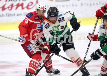 EBEL. Eishockey Bundesliga. KAC gegen Graz 99ers. Thomas Koch (KAC), Kurtis McLean (Graz). Klagenfurt, am 08.9.2017.
Foto: Kuess

---
pressefotos, pressefotografie, kuess, qs, qspictures, sport, bild, bilder, bilddatenbank