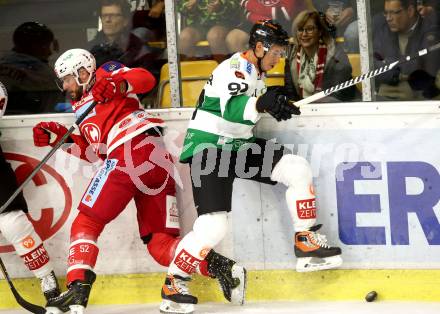 EBEL. Eishockey Bundesliga. KAC gegen Graz 99ers. Christoph Duller(KAC), Oliver Setzinger (Graz). Klagenfurt, am 08.9.2017.
Foto: Kuess

---
pressefotos, pressefotografie, kuess, qs, qspictures, sport, bild, bilder, bilddatenbank