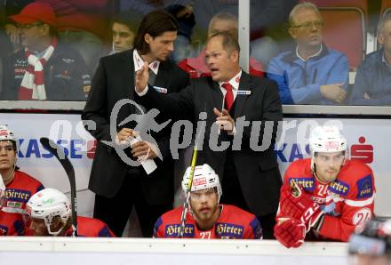 EBEL. Eishockey Bundesliga. KAC gegen Graz 99ers. Co Trainer Christoph Brandner, Trainer Steven Walker (KAC). Klagenfurt, am 08.9.2017.
Foto: Kuess

---
pressefotos, pressefotografie, kuess, qs, qspictures, sport, bild, bilder, bilddatenbank