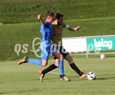 Fussball. Kaerntner Liga. Koettmannsdorf gegen ASV. Stephan Borovnik (Koettmannsdorf),  Philipp Matthias Gaggl (ASV). Koettmannsdorf, 9.9.2017.
Foto: Kuess
---
pressefotos, pressefotografie, kuess, qs, qspictures, sport, bild, bilder, bilddatenbank