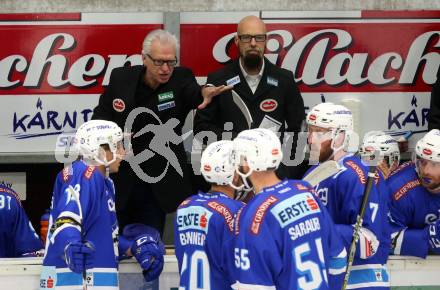 EBEL. Eishockey Bundesliga. EC VSV gegen Moser Medical Graz99ers. Trainer Greg Holst, Co Trainer Markus Peintner (VSV). Villach, am 10.9.2017.
Foto: Kuess 


---
pressefotos, pressefotografie, kuess, qs, qspictures, sport, bild, bilder, bilddatenbank
