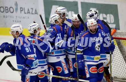 EBEL. Eishockey Bundesliga. EC VSV gegen Moser Medical Graz99ers. Jubel VSV. Villach, am 10.9.2017.
Foto: Kuess 


---
pressefotos, pressefotografie, kuess, qs, qspictures, sport, bild, bilder, bilddatenbank