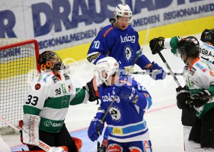 EBEL. Eishockey Bundesliga. EC VSV gegen Moser Medical Graz99ers. Robert Flick,  (VSV), Thomas Hoeneckl (Graz). Villach, am 10.9.2017.
Foto: Kuess 


---
pressefotos, pressefotografie, kuess, qs, qspictures, sport, bild, bilder, bilddatenbank