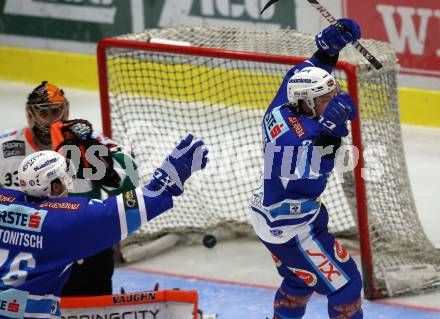 EBEL. Eishockey Bundesliga. EC VSV gegen Moser Medical Graz99ers. Torjubel Christian Jennes (VSV). Villach, am 10.9.2017.
Foto: Kuess 


---
pressefotos, pressefotografie, kuess, qs, qspictures, sport, bild, bilder, bilddatenbank