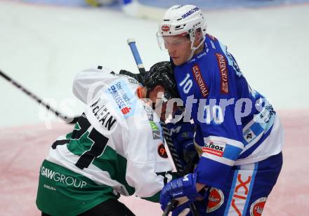 EBEL. Eishockey Bundesliga. EC VSV gegen Moser Medical Graz99ers. Robert Flick,  (VSV), Kurtis McLean (Graz). Villach, am 10.9.2017.
Foto: Kuess 


---
pressefotos, pressefotografie, kuess, qs, qspictures, sport, bild, bilder, bilddatenbank