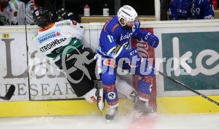 EBEL. Eishockey Bundesliga. EC VSV gegen Moser Medical Graz99ers. Nikolas Petrik,  (VSV), Rupert Strohmeier (Graz). Villach, am 10.9.2017.
Foto: Kuess 


---
pressefotos, pressefotografie, kuess, qs, qspictures, sport, bild, bilder, bilddatenbank