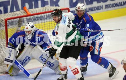 EBEL. Eishockey Bundesliga. EC VSV gegen Moser Medical Graz99ers. Stefan Bacher, David Kickert,   (VSV), Evan Brophey (Graz). Villach, am 10.9.2017.
Foto: Kuess 


---
pressefotos, pressefotografie, kuess, qs, qspictures, sport, bild, bilder, bilddatenbank