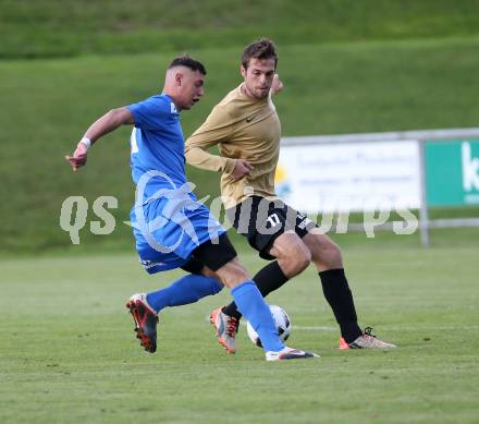 Fussball. Kaerntner Liga. Koettmannsdorf gegen ASV. Stephan Borovnik (Koettmannsdorf), Niko Maric (ASV). Koettmannsdorf, 9.9.2017.
Foto: Kuess
---
pressefotos, pressefotografie, kuess, qs, qspictures, sport, bild, bilder, bilddatenbank