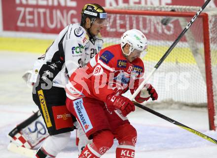 EBEL. Eishockey Bundesliga. KAC gegen HC Orli Znojmo. Marco Richter, (KAC), Marek Biro (Znojmo). Klagenfurt, am 15.9.2017.
Foto: Kuess

---
pressefotos, pressefotografie, kuess, qs, qspictures, sport, bild, bilder, bilddatenbank