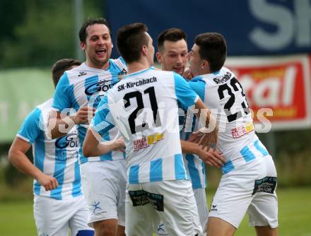 Fussball. 1. Klasse A. Hermagor gegen Kirchbach. Torjubel Hannes Zobernig, Nikola Vidovic, Vladan Petrovic, Tobias Hohenwarter (Kirchbach). Hermagor, 9.9.2017.
Foto: Kuess
---
pressefotos, pressefotografie, kuess, qs, qspictures, sport, bild, bilder, bilddatenbank