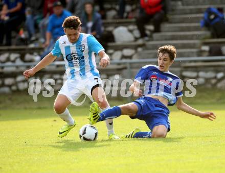 Fussball. 1. Klasse A. Hermagor gegen Kirchbach. Siegfried Josef Pirker(Hermagor), Julian Georg Jenul (Kirchbach). Hermagor, 9.9.2017.
Foto: Kuess
---
pressefotos, pressefotografie, kuess, qs, qspictures, sport, bild, bilder, bilddatenbank