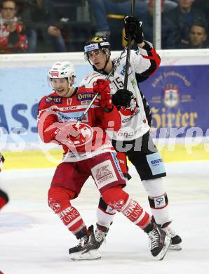 EBEL. Eishockey Bundesliga. KAC gegen HC Orli Znojmo. Manuel Ganahl,  (KAC), Antonin Boruta (Znojmo). Klagenfurt, am 15.9.2017.
Foto: Kuess

---
pressefotos, pressefotografie, kuess, qs, qspictures, sport, bild, bilder, bilddatenbank