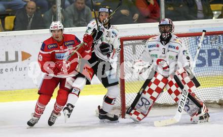 EBEL. Eishockey Bundesliga. KAC gegen HC Orli Znojmo. Patrick Harand,  (KAC), Jakub Stehlik, Marek Schwarz (Znojmo). Klagenfurt, am 15.9.2017.
Foto: Kuess

---
pressefotos, pressefotografie, kuess, qs, qspictures, sport, bild, bilder, bilddatenbank