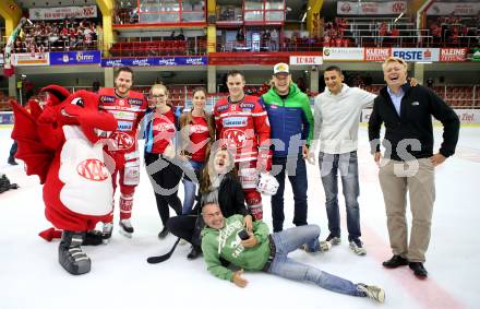 EBEL. Eishockey Bundesliga. KAC gegen HC Orli Znojmo. Spieler des Abends. Stefan Geier, Kevin Kapstad (KAC). Klagenfurt, am 15.9.2017.
Foto: Kuess

---
pressefotos, pressefotografie, kuess, qs, qspictures, sport, bild, bilder, bilddatenbank