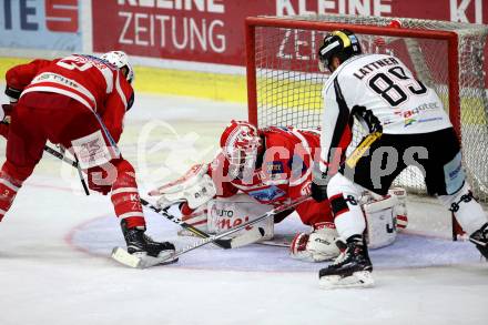 EBEL. Eishockey Bundesliga. KAC gegen HC Orli Znojmo. David Joseph Fischer, Tomas Duba, (KAC), Jan Lattner (Znojmo). Klagenfurt, am 15.9.2017.
Foto: Kuess

---
pressefotos, pressefotografie, kuess, qs, qspictures, sport, bild, bilder, bilddatenbank