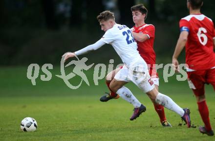 Fussball Kaerntner Liga. KAC 1909 gegen SAK.  Patrick Legner,  (KAC), Davor Tadijanovic (SAK). Klagenfurt, am 16.9.2017.
Foto: Kuess
---
pressefotos, pressefotografie, kuess, qs, qspictures, sport, bild, bilder, bilddatenbank