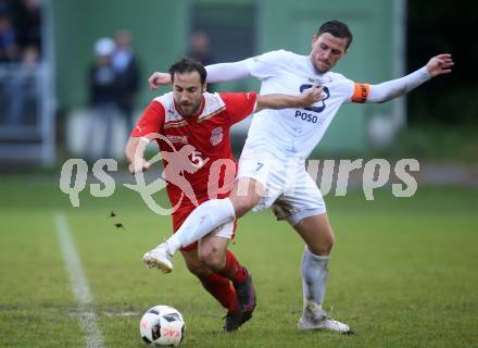 Fussball Kaerntner Liga. KAC 1909 gegen SAK. Helmut Koenig, (KAC), Darjan Aleksic  (SAK). Klagenfurt, am 16.9.2017.
Foto: Kuess
---
pressefotos, pressefotografie, kuess, qs, qspictures, sport, bild, bilder, bilddatenbank