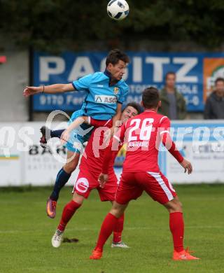 Fussball. Kaerntner Liga. ATUS Ferlach gegen ATSV Wolfsberg. Dominik Mak (ATUS Ferlach), Rene Pascal Seebacher (ATSV Wolfsberg). Ferlach, 16.9.2017.
Foto: Kuess
---
pressefotos, pressefotografie, kuess, qs, qspictures, sport, bild, bilder, bilddatenbank