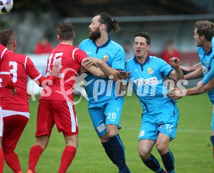 Fussball. Kaerntner Liga. ATUS Ferlach gegen ATSV Wolfsberg. Martin Posratschnig (ATUS Ferlach), Mattias Sereinig, Patrick Pfennich (ATSV Wolfsberg). Ferlach, 16.9.2017.
Foto: Kuess
---
pressefotos, pressefotografie, kuess, qs, qspictures, sport, bild, bilder, bilddatenbank